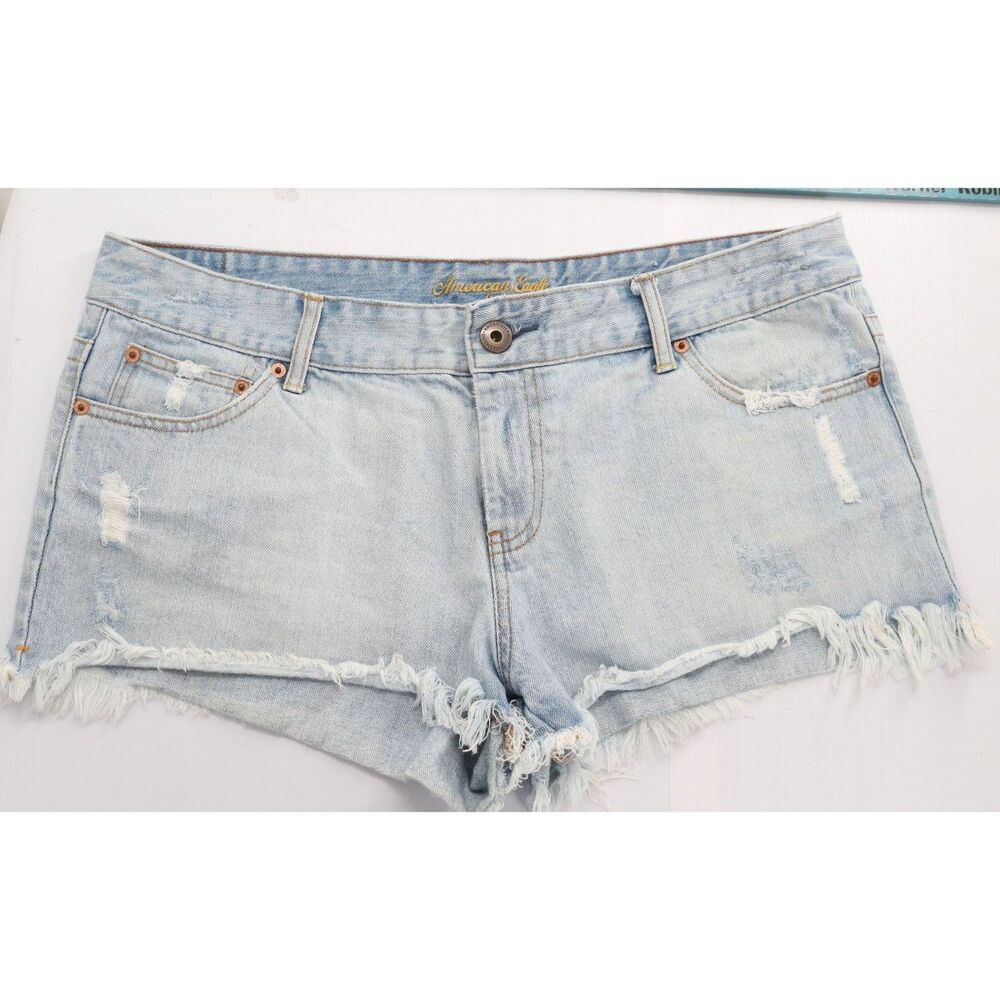 American Eagle Womens Cutoff Low Rise Jean Shorts Size 14 y2k 2000s 2" Inseam